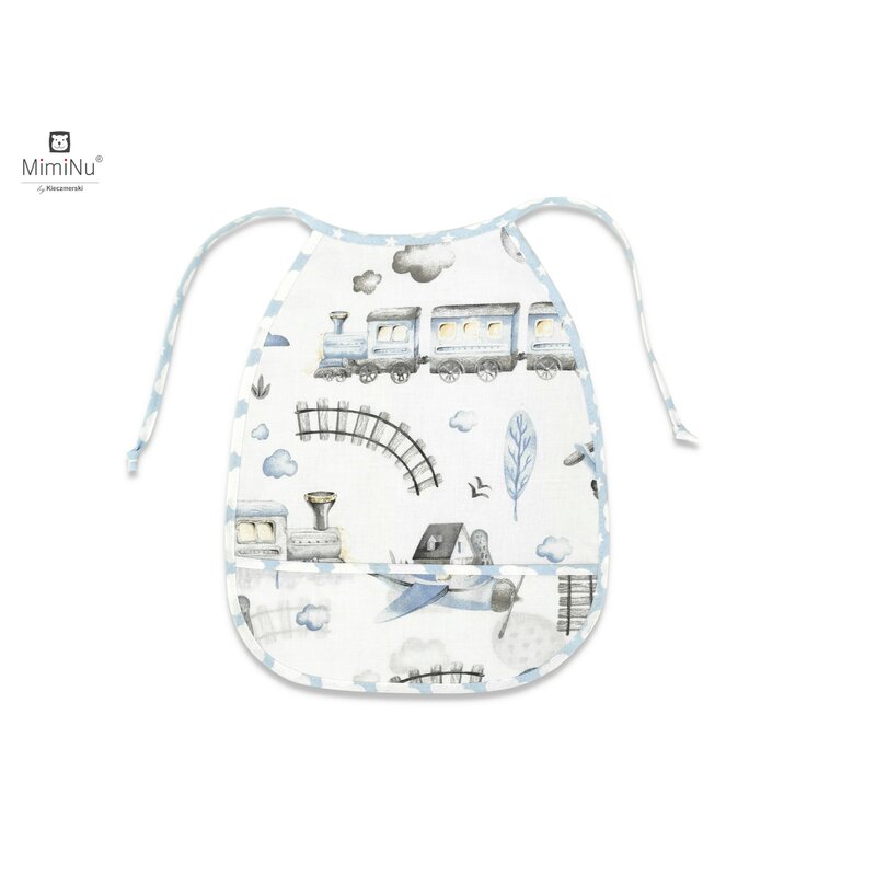 Miminu - baveta impermeabila, cu buzunar, 2 fete, velvet boys world blue