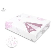 MimiNu - Cearceaf cu elastic pentru patut 120X60 cm, Din bumbac, Baby Shower Pink