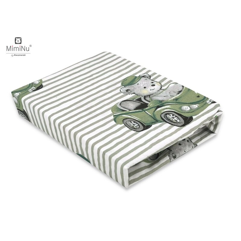 Miminu - cearceaf cu elastic pentru patut 120x60 cm, din bumbac, old road nepalese green