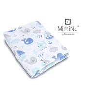 MimiNu - Cearceaf cu elastic pentru patut 140X70 cm, Din bumbac, Blue fish