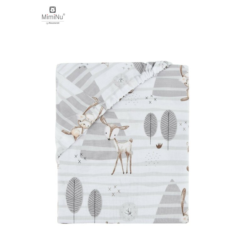 Miminu - cearceaf cu elastic pentru patut 140x70 cm, din bumbac, forest