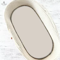 Cearceaf cu elastic, MimiNu, Pentru landou, carucior si cosulet, Dimensiune 80x35 cm, Din bumbac certificat Oeko Tex Standard 100, Colectia Royal, Beige