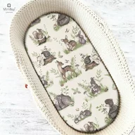 Cearceaf cu elastic, MimiNu, Pentru landou, carucior si cosulet, Dimensiune 80x35 cm, Din bumbac certificat Oeko Tex Standard 100, Design, Calm Forest Natural