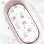 Cearceaf cu elastic, MimiNu, Pentru landou, carucior si cosulet, Dimensiune 80x35 cm, Din bumbac certificat Oeko Tex Standard 100, Design, Pink Ballerina
