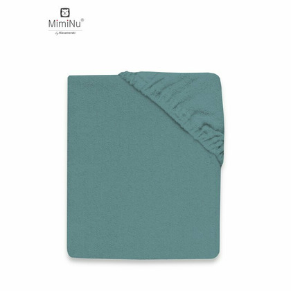 MimiNu - Cearceaf cu elastic, Pentru pat 160x80 cm, Din terry, Material certificat Oeko Tex Standard 100, Nepal Green