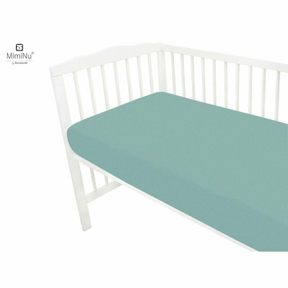 MimiNu - Cearceaf cu elastic, Pentru pat 160x80 cm, Din terry, Material certificat Oeko Tex Standard 100, Nepal Green