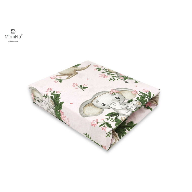 MimiNu - Cearceaf cu elastic pentru patut 140X70 cm, Din bumbac certificat Oeko Tex Standard 100, Design, Baby Animals