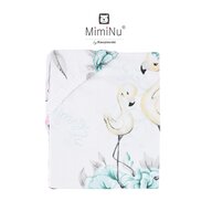 MimiNu - Cearceaf cu elastic pentru patut 140X70 cm, Din bumbac certificat Oeko Tex Standard 100, Peonie Mint