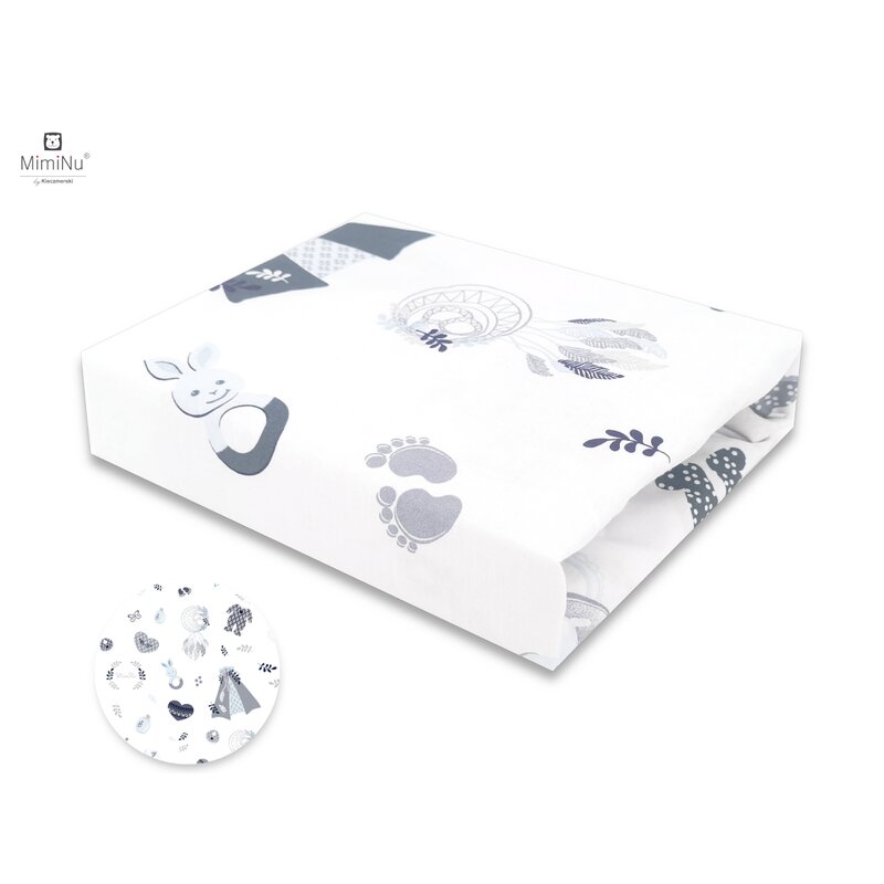 Cearceaf cu elastic, MimiNu, Pentru patut leagan sau patut co-sleeper, Dimensiune 90x40 cm, Din bumbac certificat Oeko Tex Standard 100, Baby Shower Blue