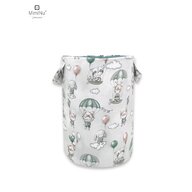 Cutie depozitare jucarii, MimiNu, Cos rotund pentru jucarii, Din bumbac certificat Oeko Tex Standard 100, Cu manere, 50x35 cm, Parachutes Olive