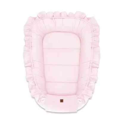 Cosulet bebelus, MimiNu, Pentru dormit, Baby Nest 55 x 75 cm, Cu Volanase, Din catifea, Pink
