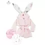 Halat de baie, MimiNu, Cu urechi, 5 - 7 ani, Moale, Cu buzunare, Cu cordon, Din bumbac si thermo fleece, Materiale certificate Oeko Tex Standard 100, Baby Shower Pink - 1