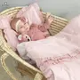 Lenjerie patut cu 4 piese, MimiNu, Pentru patut 120x60 cm, Cu doua protectii laterale, Cu volanase, Din bumbac certificat Oeko Tex Standard 100, Colectia Royal, Powder Pink - 5