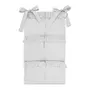 Organizator pentru patut, MimiNu, Din bumbac certificat Oeko Tex Standard 100, Cu 6 compartimente, Doua panglici, 70x40 cm, Cu volanase, Colectia Royal, Grey