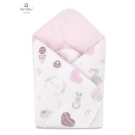 MimiNu - Paturica de infasat multifunctionala standard, 75x75 cm, Din bumbac, Baby Shower Pink/Pink