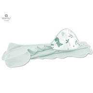 MimiNu - Prosop mare cu gluga, Dimensiune 100x100 cm, Din bumbac si thermo fleece, Materiale certificate Oeko Tex Standard 100, Dino Mint