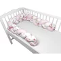 Protectie laterala, MimiNu, Pentru patut bebe, Tip Bumper impletit, Din bumbac, Din materiale certificate Oeko Tex Standard 100, Lungime 220 cm, Pink Ballerina - 1