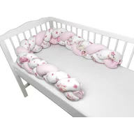 Protectie laterala, MimiNu, Pentru patut bebe, Tip Bumper impletit, Din bumbac, Din materiale certificate Oeko Tex Standard 100, Lungime 220 cm, Pink Ballerina