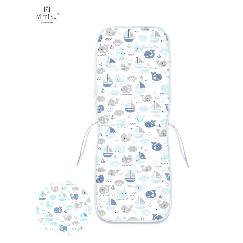 Miminu - salteluta universala pentru carucior, 32 x 85 cm, 100% bumbac, blue fish