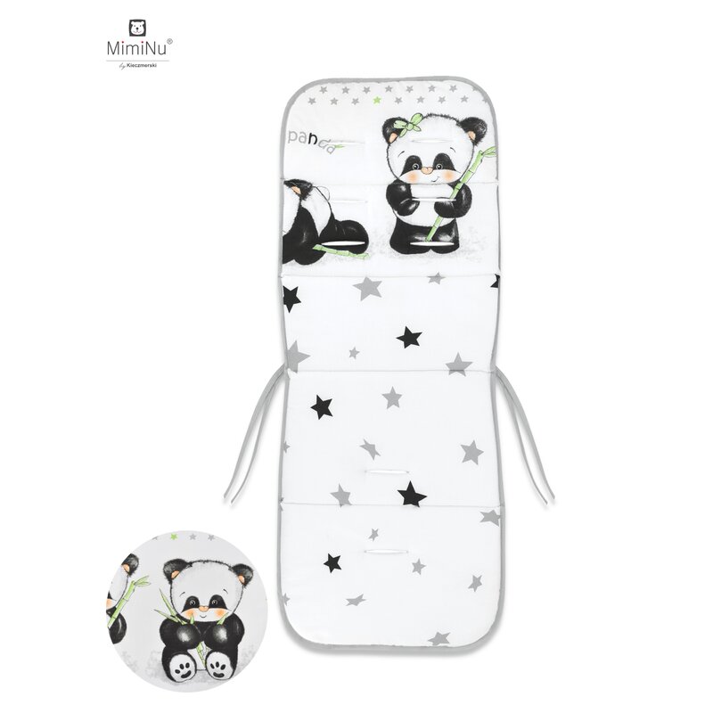 Miminu - salteluta universala pentru carucior, 32 x 85 cm, 100% bumbac, panda