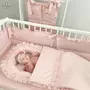 Set 4 in 1 Cosulet bebelus, MimiNu, Baby Cocoon 75x55 cm, Cu volanase, Husa bumbac, Din bumbac certificat Oeko Tex Standard 100, Cu paturica cu volanase 50x70 cm, Cu salteluta, Cu perna fluture, Colectia Royal, Powder Pink - 8