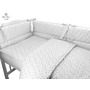 Lenjerie patut cu 5 piese, MimiNu, Pentru patut 120x60 cm, Cu pilota si perna, Din bumbac certificat Oeko Tex Standard 100, Mini Gray Stars - 4