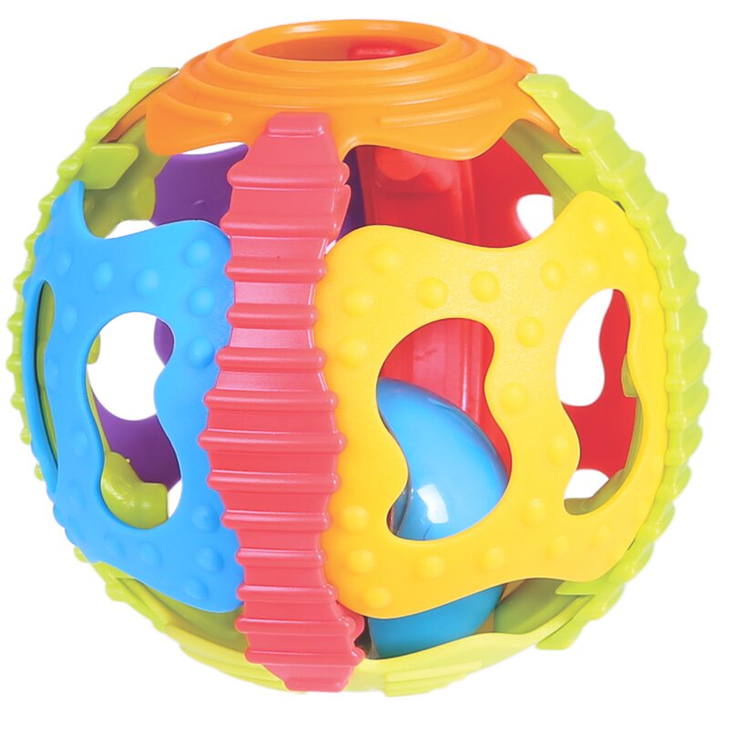 Minge zornaitoare, Playgro, Cu diverse forme si texturi, 6 luni+, Shake Rattle & Roll Ball