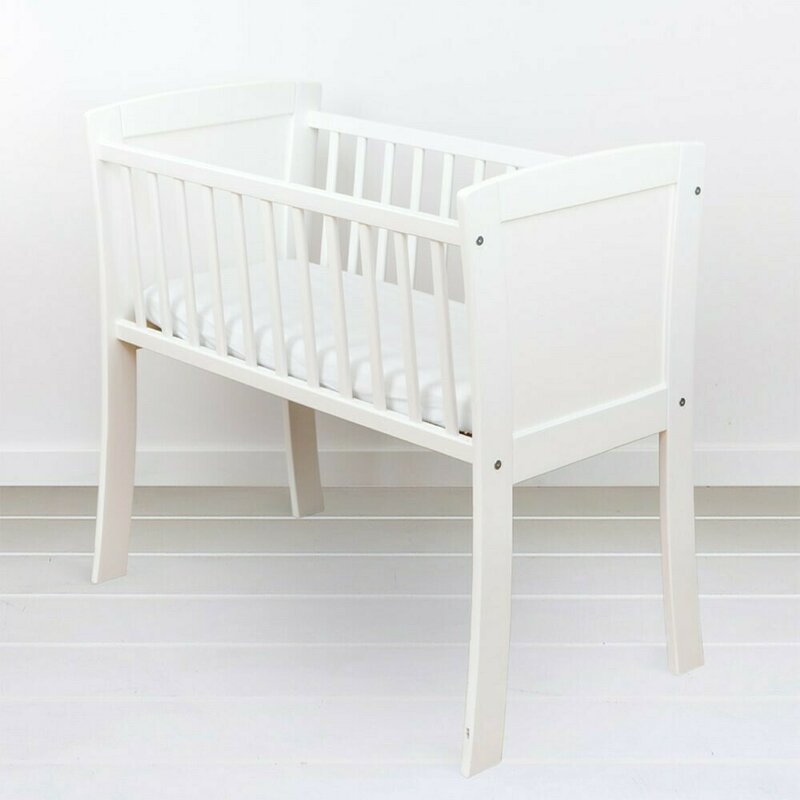 Woodies safe dreams - patut co-sleeper cocos-spuma-cocos, cu saltea, 90x40 cm, alb