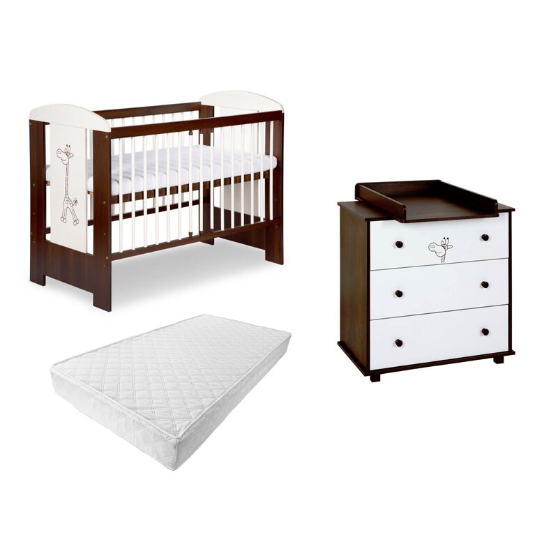 Klups - mobila bebe safari giraffe 2, 120x60 cm, alb/maro