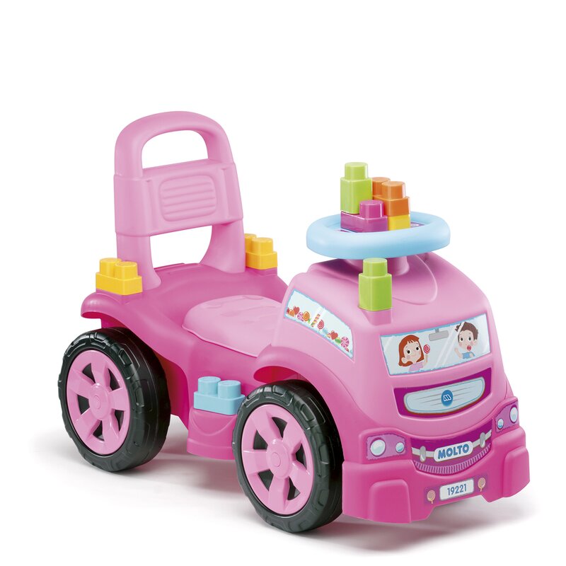 Molto - vehicul fara pedale camion cu 10 cuburi incluse, roz