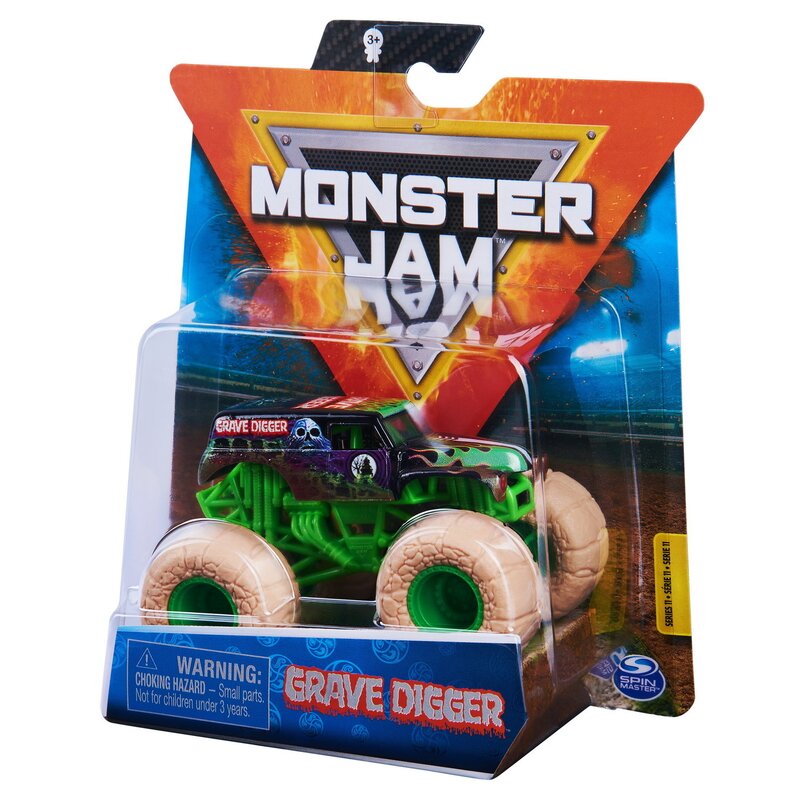 Spin Master - Masinuta Grave digger , Monster Jam , Metalica, Scara 1:64