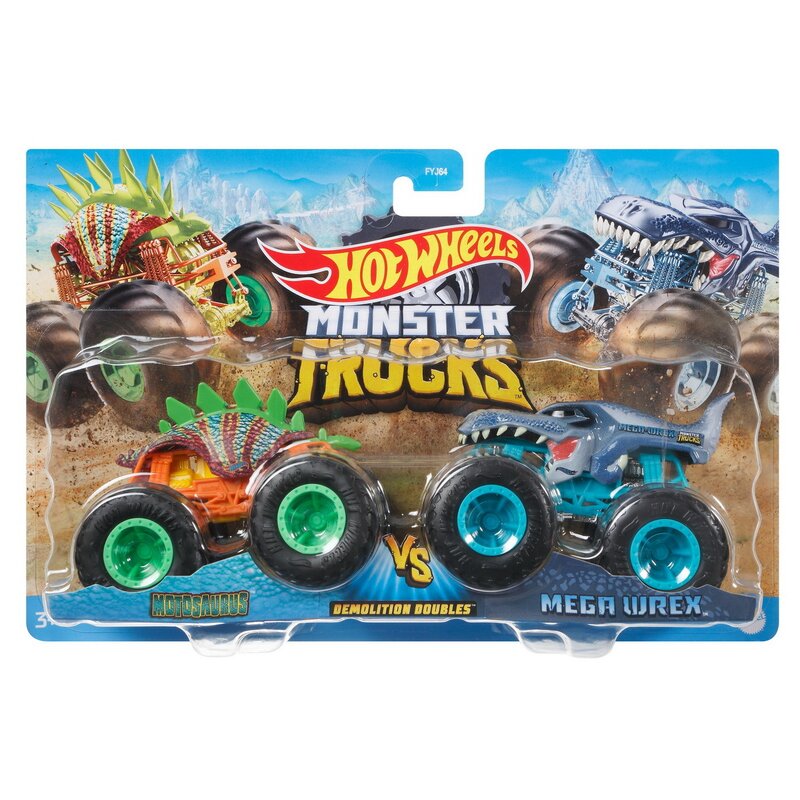 Mattel - monster truck set 2 masini scara 1 la 64 motosaurus si mega wrex