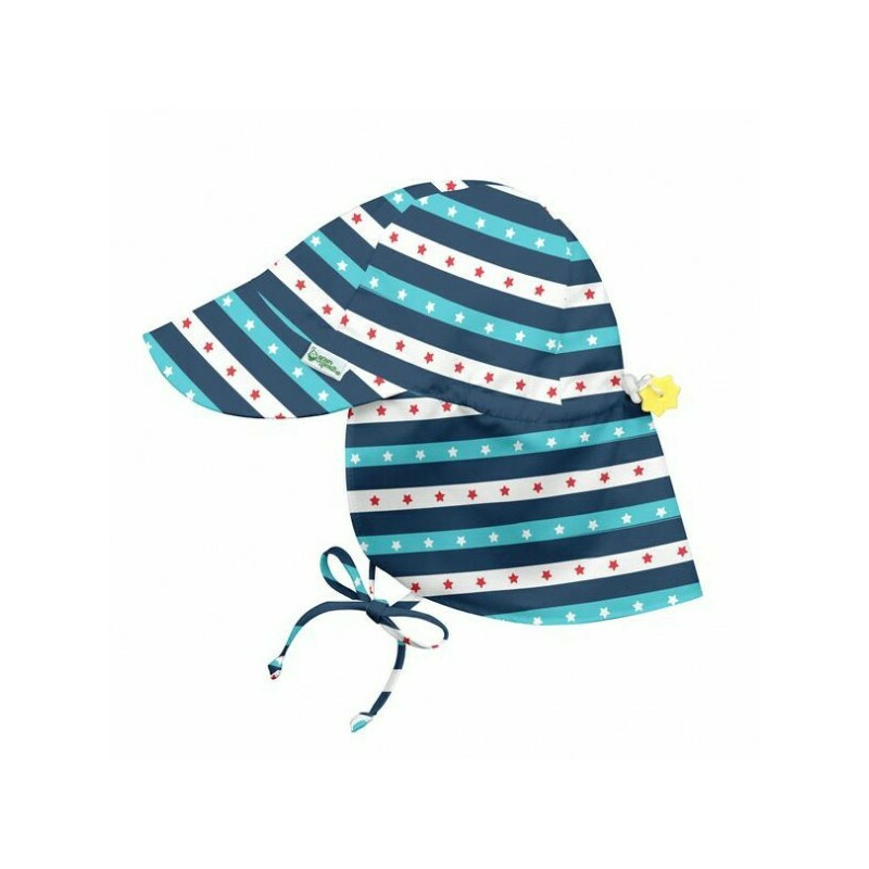 Navy Star Striped 2T/4T - Palarie baieti SPF 50+ cu snur reglator Green Sprouts by iPlay