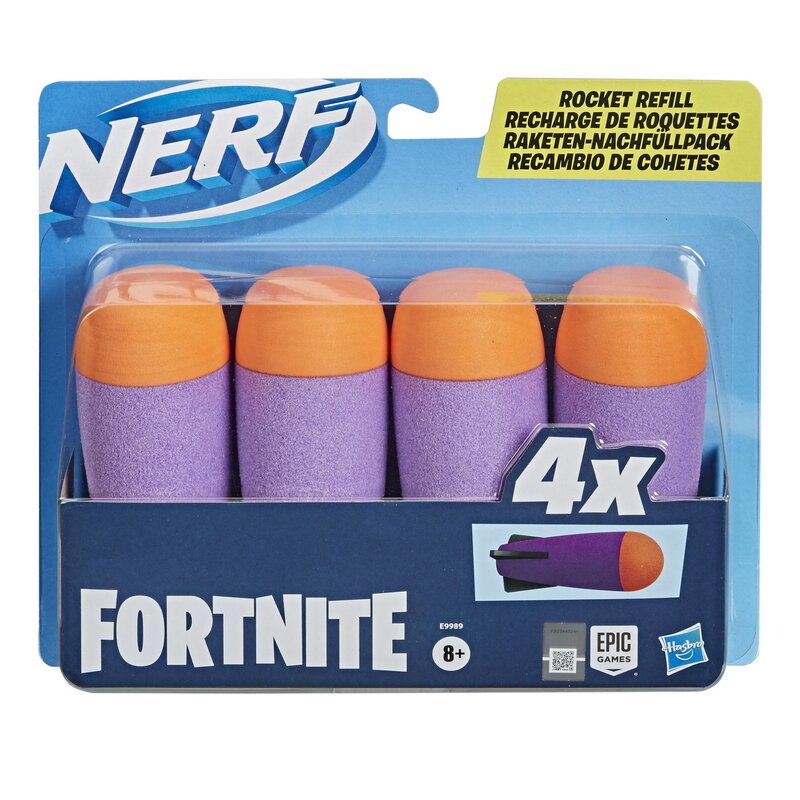 Hasbro - set nerf fortnite rocket refill, 4 sageti, multicolor
