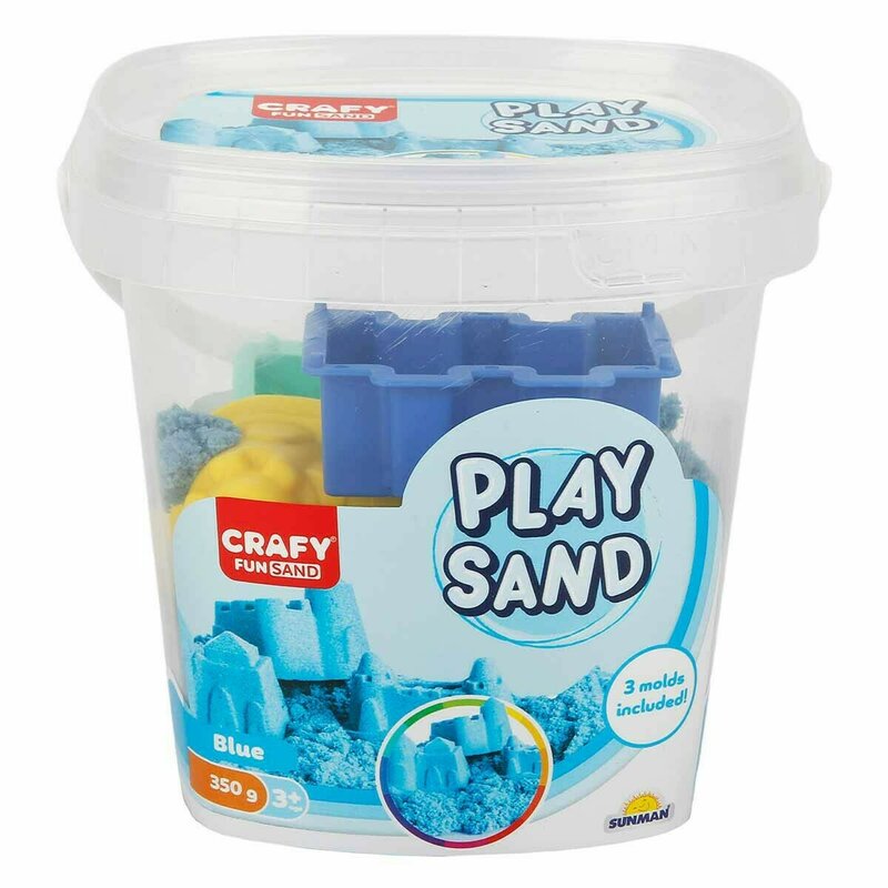 CRAFY - Nisip kinetic 350 gr, Cu 3 unelte de modelat Fun Sand, Albastru