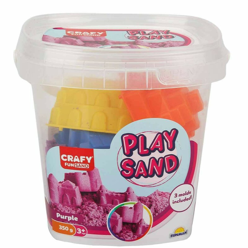 Crafy - nisip kinetic 350 gr, cu 3 unelte de modelat fun sand, violet