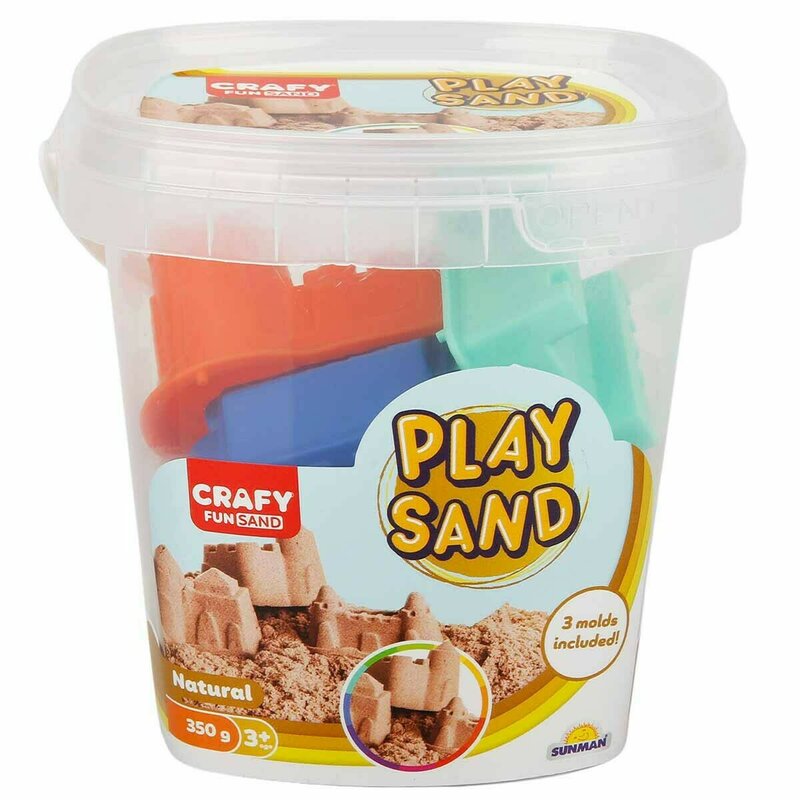 CRAFY - Nisip kinetic 350 gr, Cu 3 unelte de modelat Fun Sand, Natur