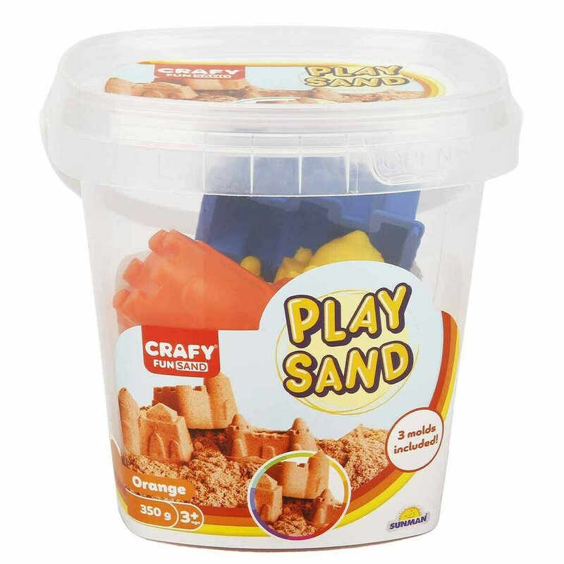 CRAFY - Nisip kinetic 350 gr, Cu 3 unelte de modelat Fun Sand, Portocaliu