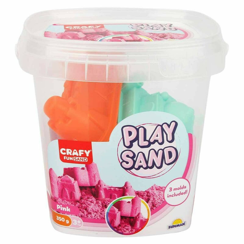 CRAFY - Nisip kinetic 350 gr, Cu 3 unelte de modelat Fun Sand, Roz