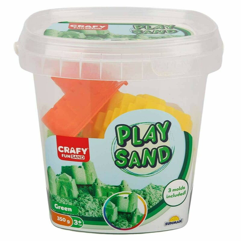 Crafy - nisip kinetic 350 gr, cu 3 unelte de modelat fun sand, verde