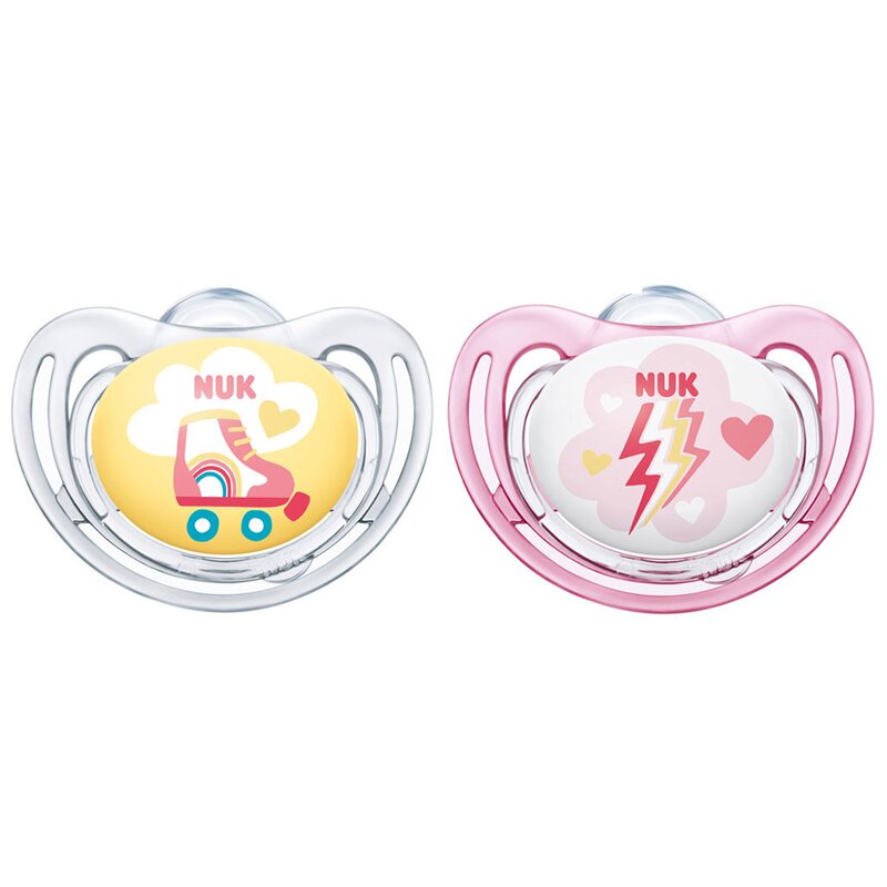 Nuk - set suzete freestyle m3 18-36 luni din silicon, galben