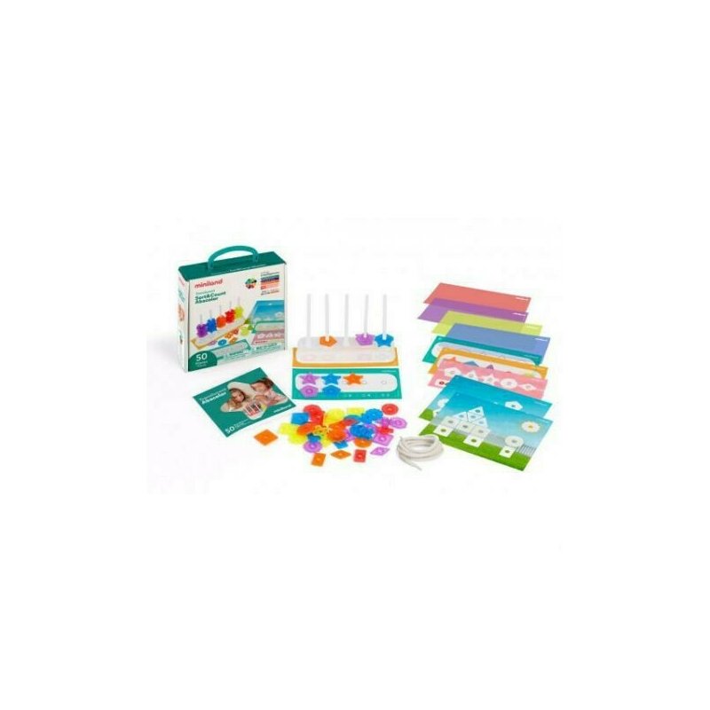 Miniland - joc educativ numaratoare abacolor , cu piese translucide