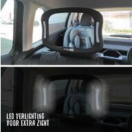 Oglinda auto, FreeON, Pentru masina, Cu iluminare LED, Include telecomanda pentru pornire si oprire usoara, 28x21 cm, Black