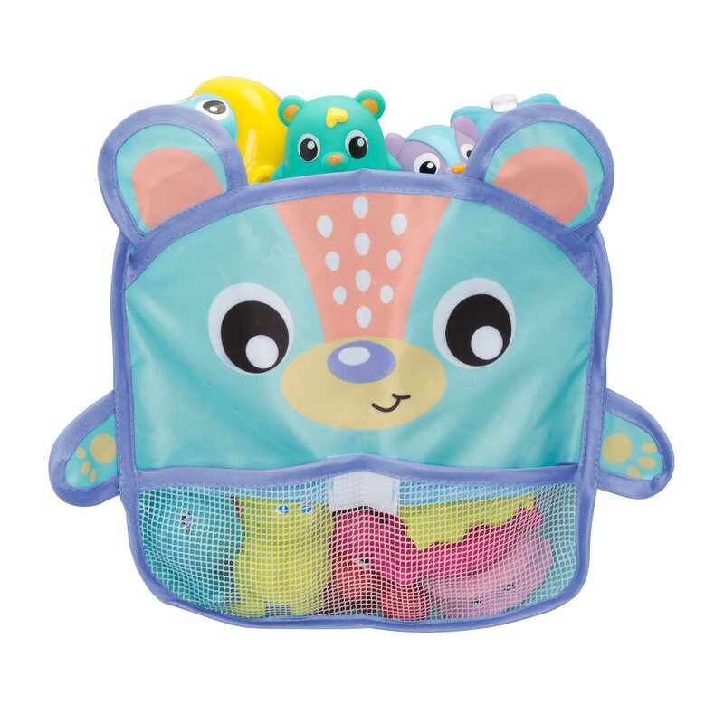 Organizator de baie, Playgro, Pentru jucarii, Cu ventuze, Rezistent la apa si mucegai, Inchidere prin velcro, 6 luni+, Bear, Multicolor