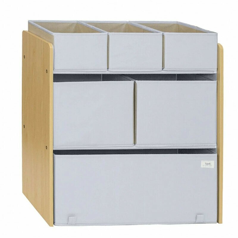 Organizator din material reciclat pentru jucarii, Gri, 3 Sprouts