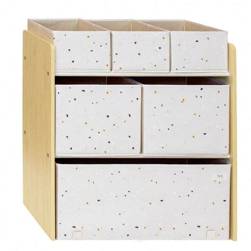 Organizator din material reciclat pentru jucarii, Terrazzo Pink, 3 Sprouts