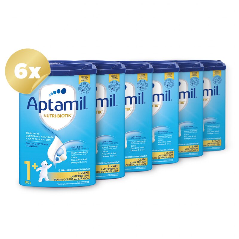 Pachet 6 x Lapte praf Nutricia Aptamil Junior 1+, 800g, 12 luni+