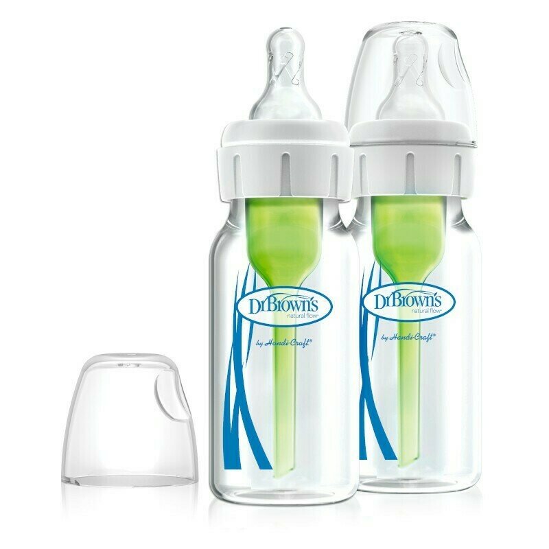 Pachet biberoane Anti-Colici din sticla cu Gat Ingust Options Plus 120 ml (2 Pack)