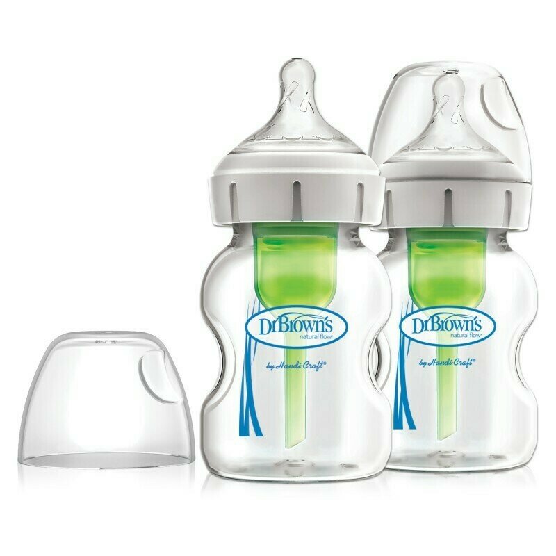 Dr. brown's - pachet biberoane anti-colici din sticla cu gat larg “options plus” 150 ml. (2 pack)