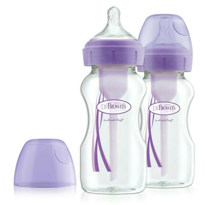 Dr. brown's - pachet biberoane anti-colici gat larg options plus pp, 270 ml. violet (2-pack)
